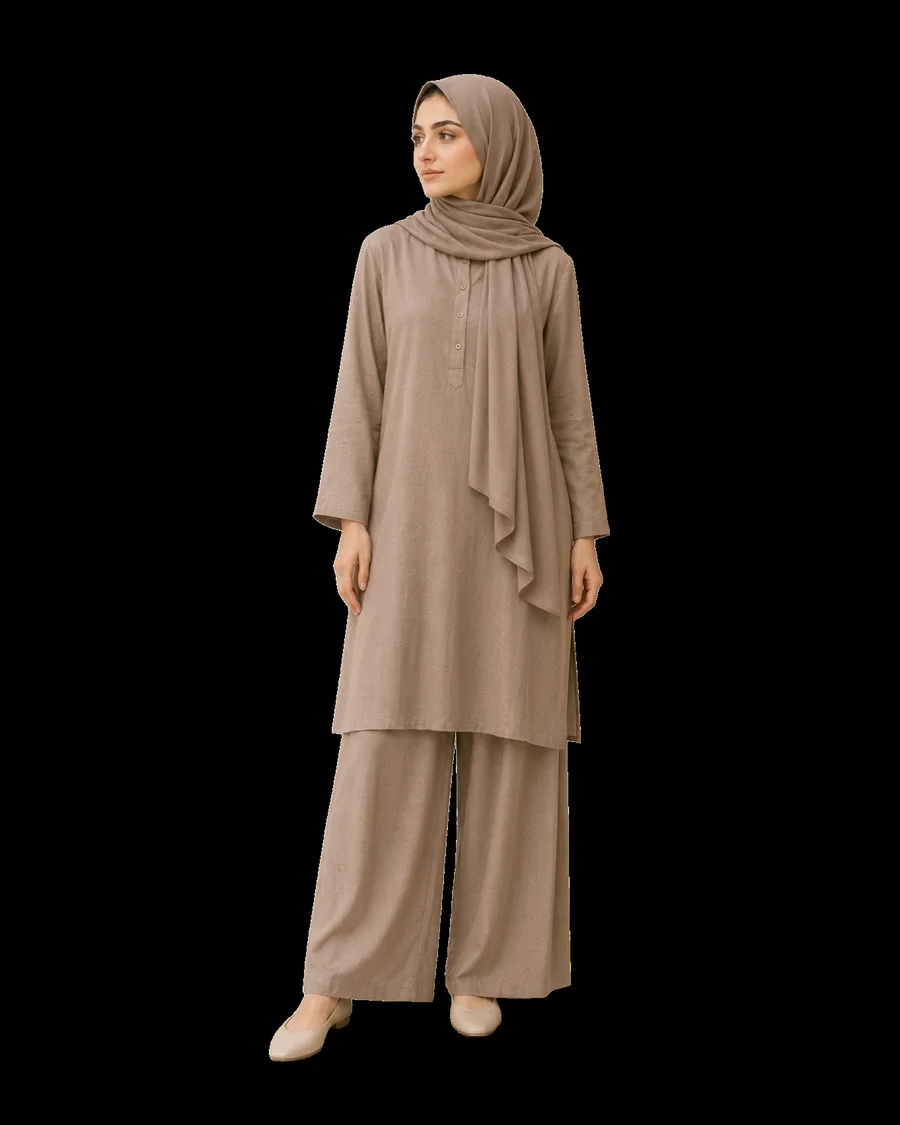 Soft Linen Coord Set with Hijab