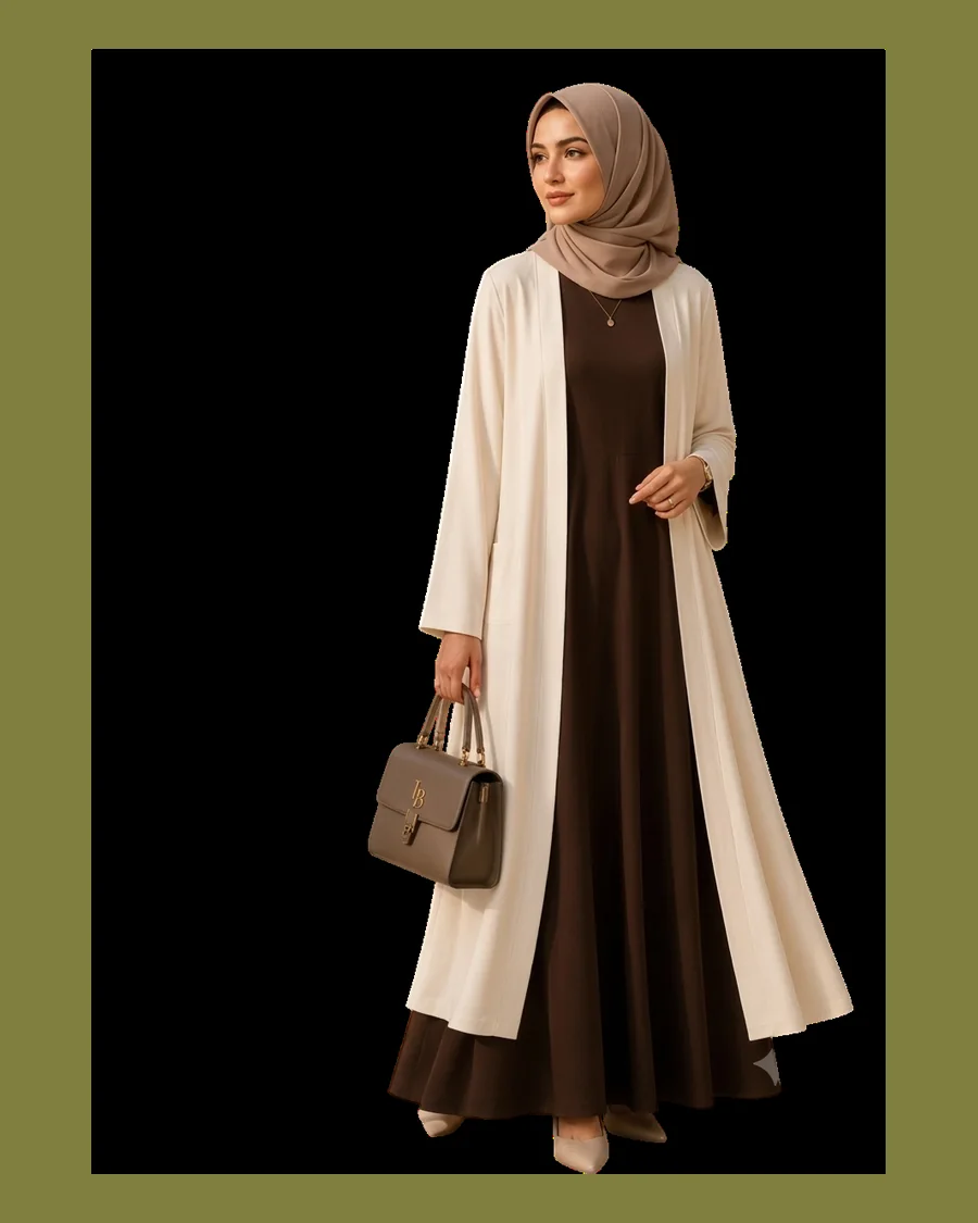 Women Contrast Cardigan & Dress Set